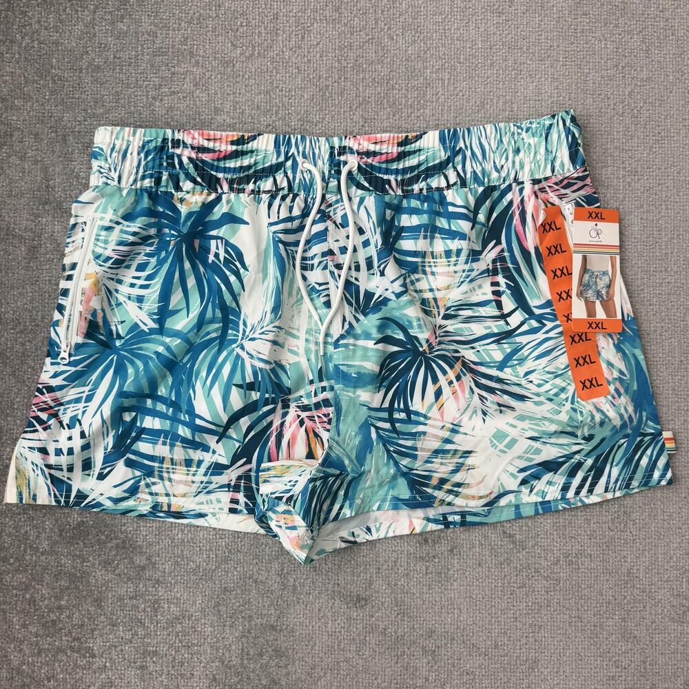 OP Women’s Tropical Palm Print Swim Shorts in Teal, Blue, Pink
